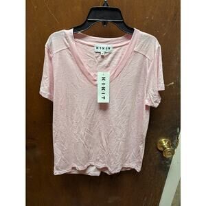 NEW Kikit Size Medium Pink VNeck short Sleeve Tee Tshirt Casual